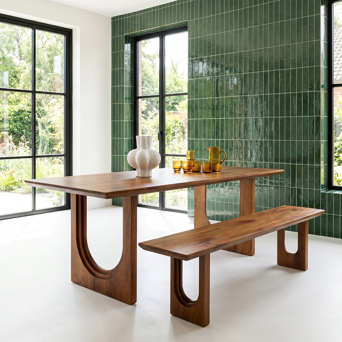 Bullnose Chamfered mangohouten eettafel Arch