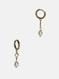 Quatrefoil Pearl Huggie Earrings