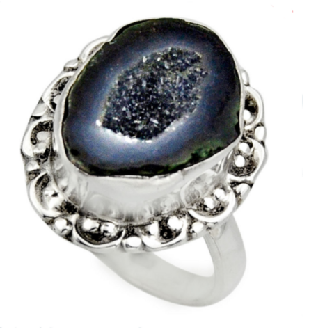 „Authentizität“-Ring aus braunem Geode und 925er Silber