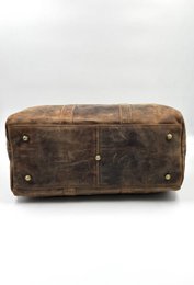 Borsa da viaggio in pelle marrone "Hunter" fatta a mano - Borsone compatto artigianale da 45 cm con divisorio sicuro in velcro