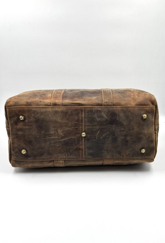 Borsa da viaggio in pelle marrone "Hunter" fatta a mano - Borsone compatto artigianale da 45 cm con divisorio sicuro in velcro