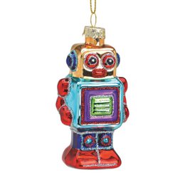 Juleophængsrobot lavet af glas, farverig (B/H/D) 5x9x3cm