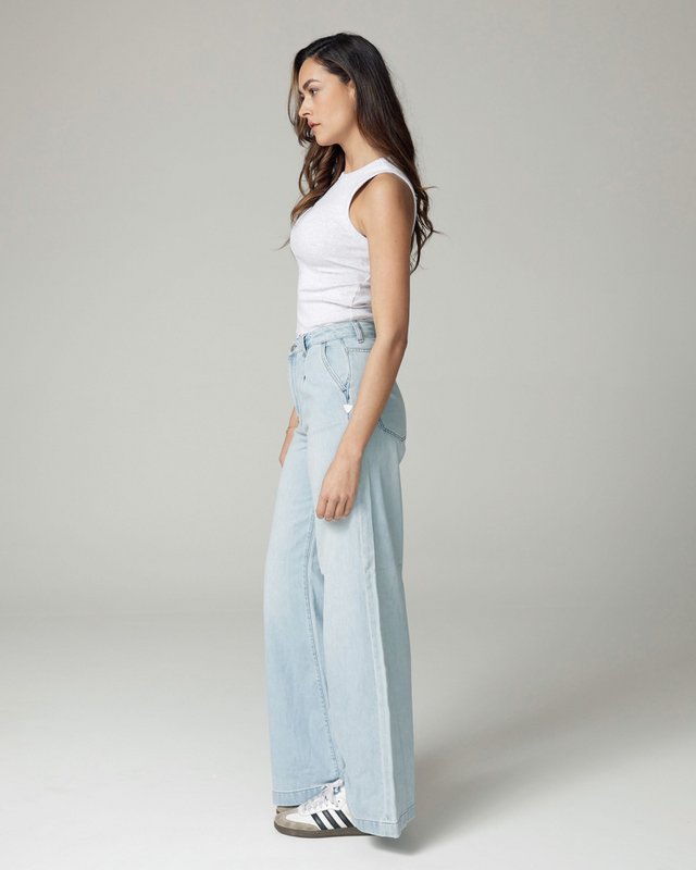Bleached Blue Wide-Leg High-Rise Jeans | The Diba