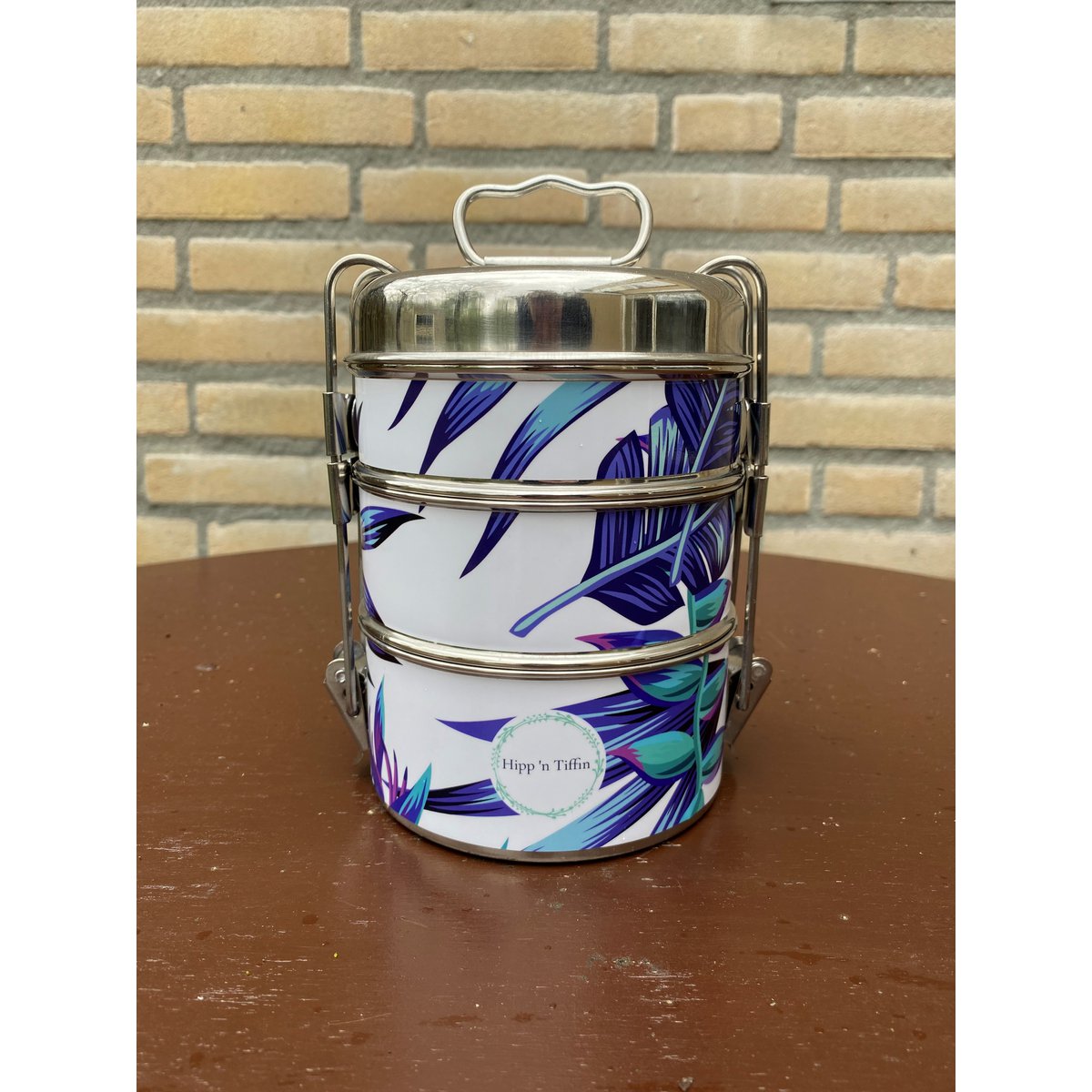Tiffin - fiambrera - Plumas moradas