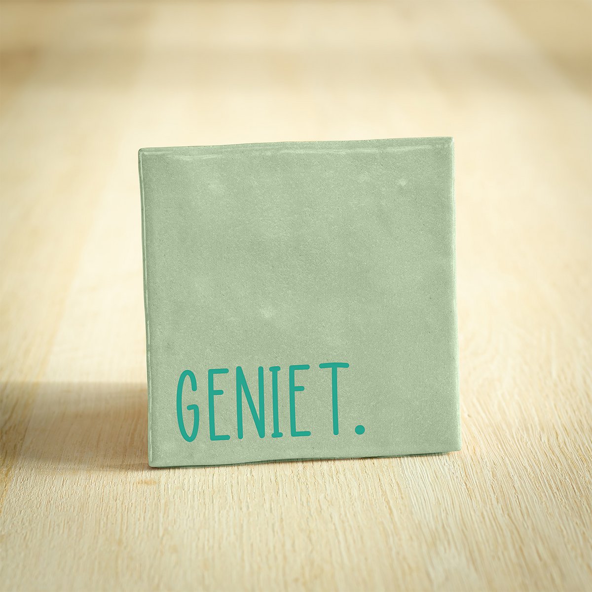 Tegeltje - GENIET | Lichtgroen | 10x10cm