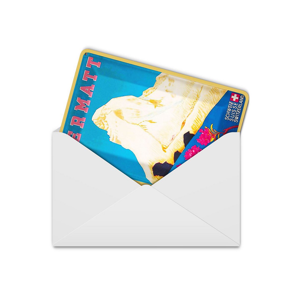 Cartolina da viaggio in latta 10x14 cm Insegna decorativa retrò Svizzera Zermatt