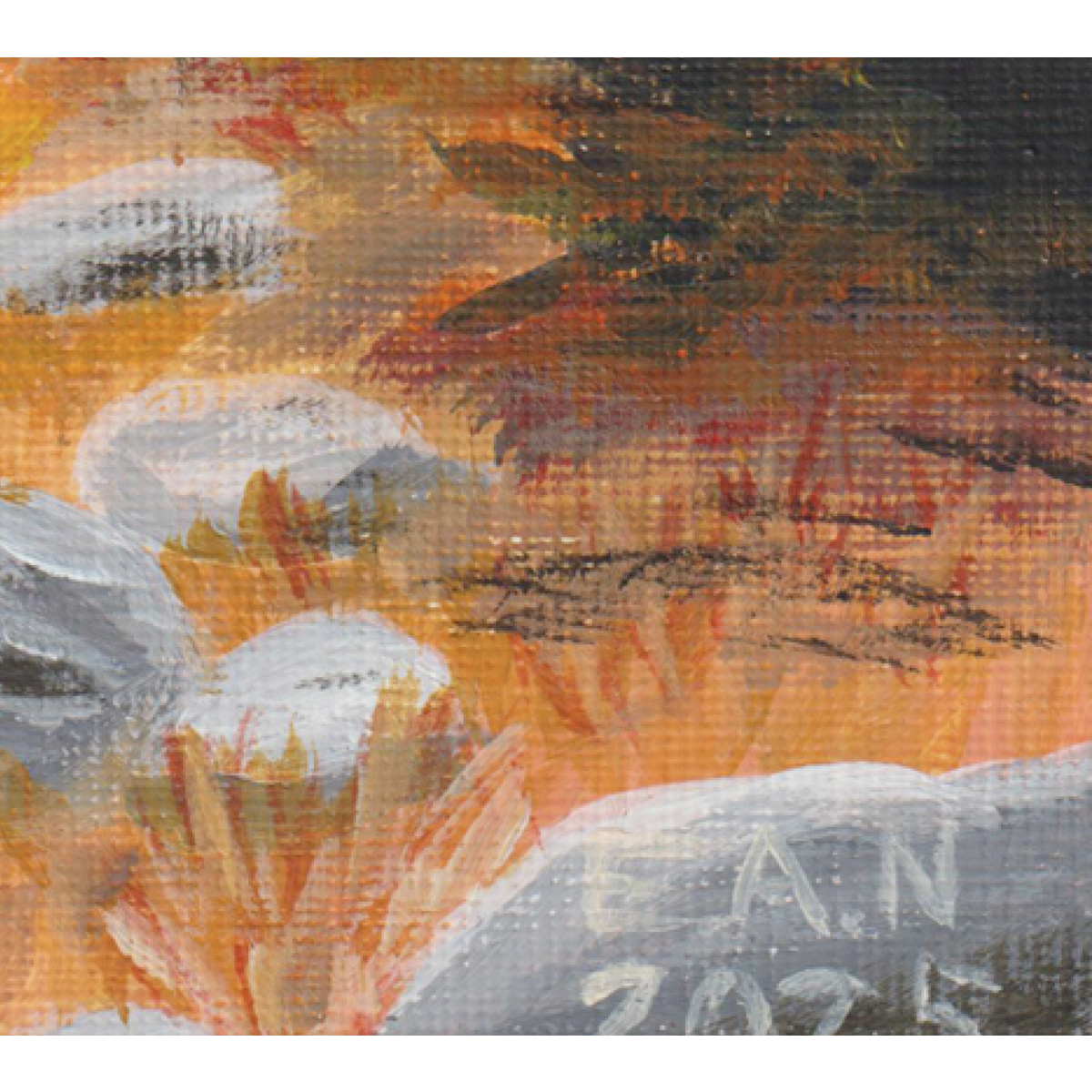 Roadtrip – A5-Kunstplakat eines Original-Acrylgemäldes mit Wohnmobil und Bergen