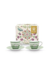 Set/2 Espresso Cups and Saucers Lily&Lotus Light Green 120ml