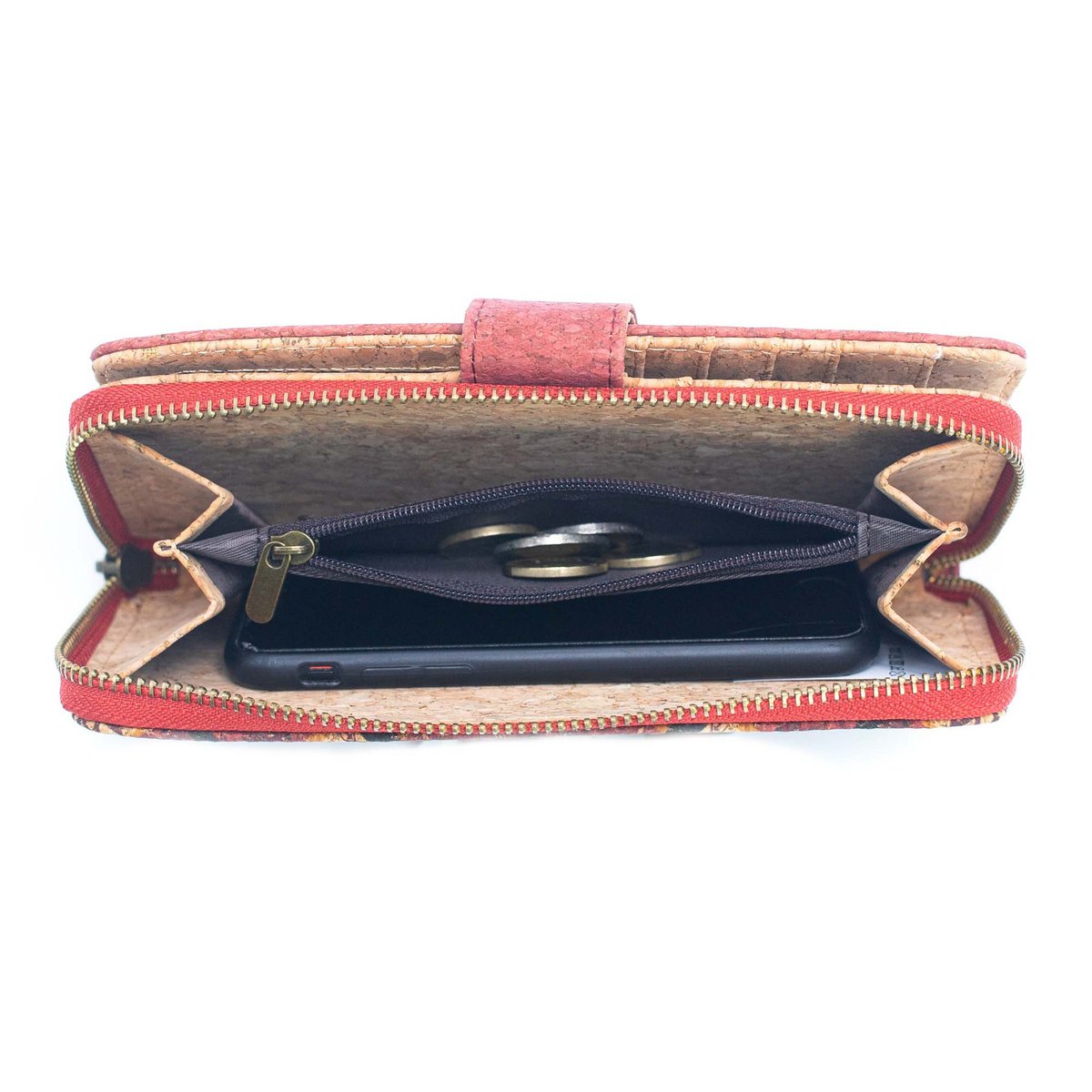 Portfel składany wzór kwiatowy Mandala - Vegan Cork Wallet BAG-2220