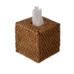 Cubo de mimbre para caja de pañuelos (ratán) | Dispensador de servilletas y papel decorativo