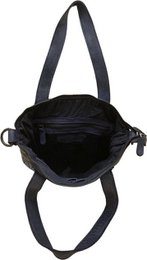 Gewassen donkerblauwe leren tas met kort en lang hengsel | Stijlvolle schoudertas