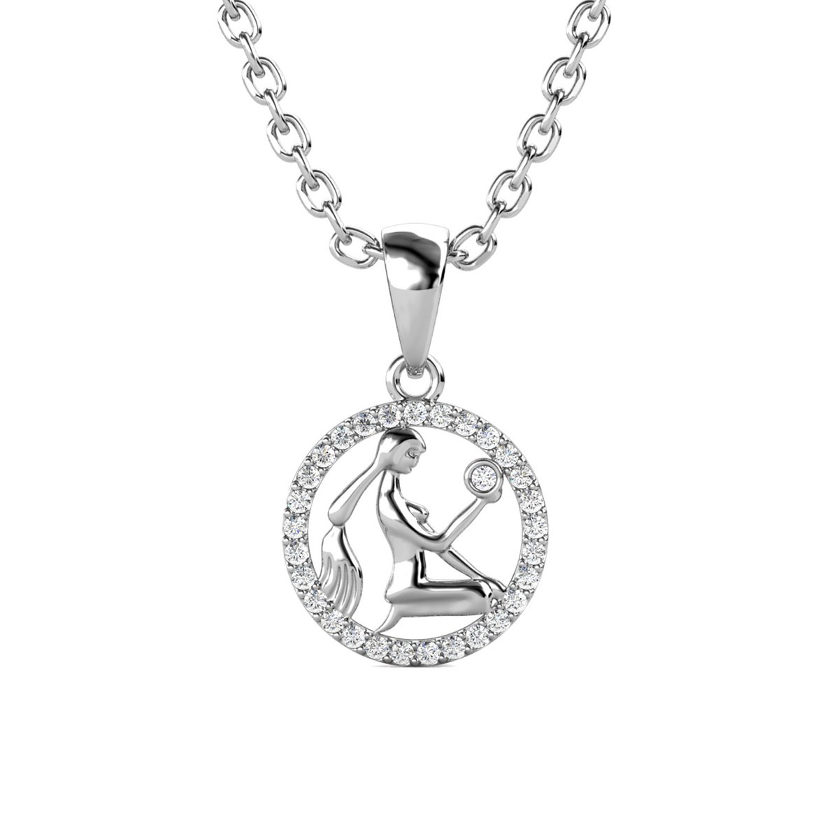 Pendentifs Zodiaque Vierge - Argenté et Cristal