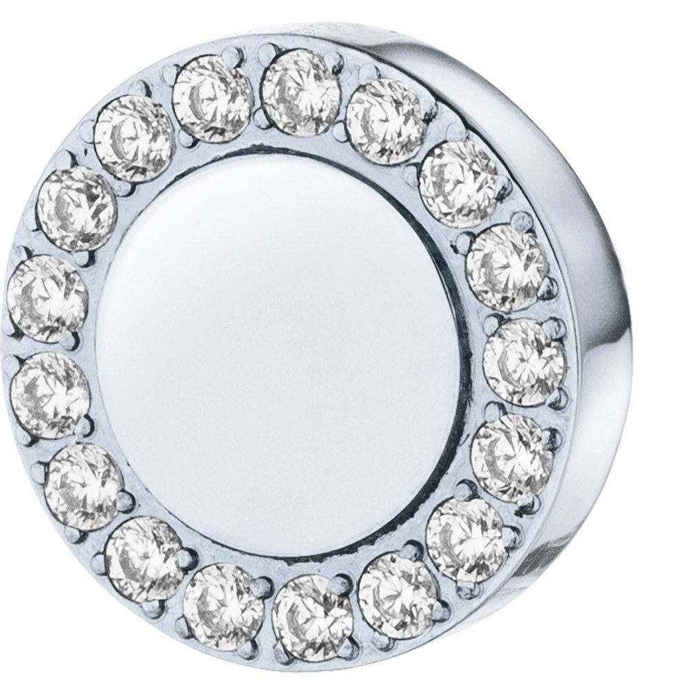 PURE - Hanger rond 8.4mm, gepolijst met gezette zirkonia buiten in een cirkel, gemaakt van roestvrij staal