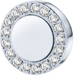 PURE - Hanger rond 8.4mm, gepolijst met gezette zirkonia buiten in een cirkel, gemaakt van roestvrij staal