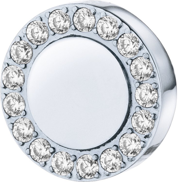 PURE - Hanger rond 8.4mm, gepolijst met gezette zirkonia buiten in een cirkel, gemaakt van roestvrij staal