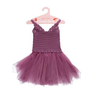 Häkelkleid (3-4 Jahre) – Zwetschgenlila