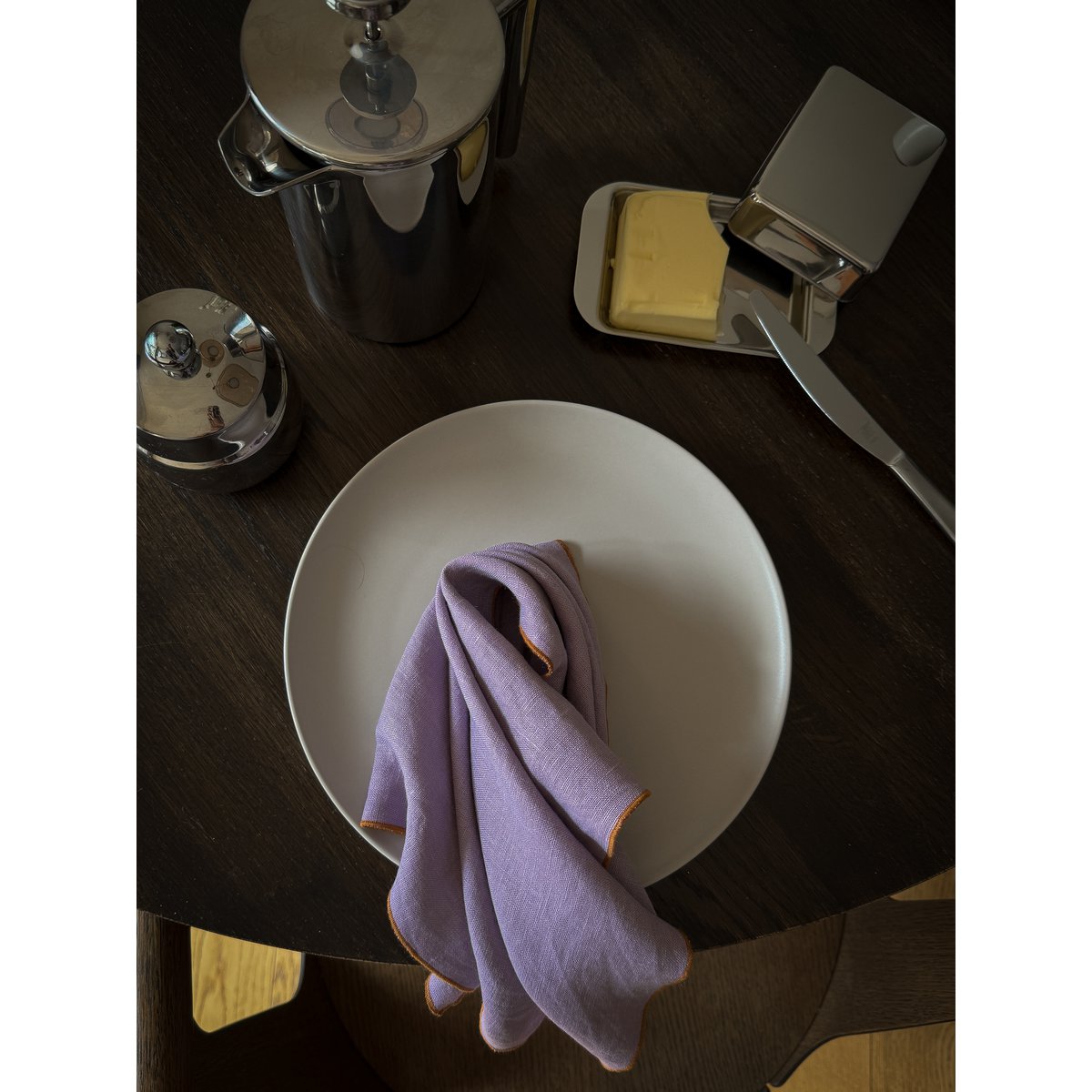 Servetten Lila vos contrastdetail (set van 2 stuks) / 100% linnen