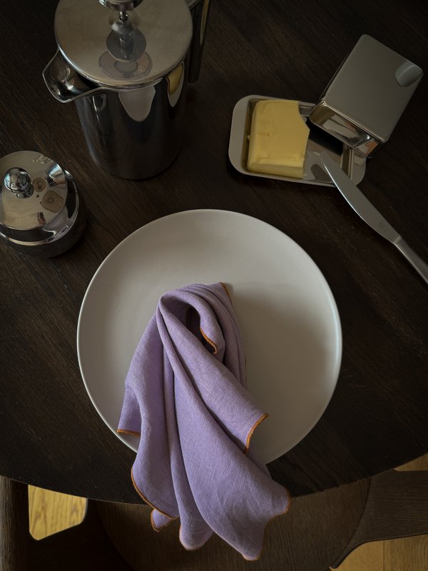 Servietter Lila ræv kontrast detalje (sæt med 2 dele) / 100% hør