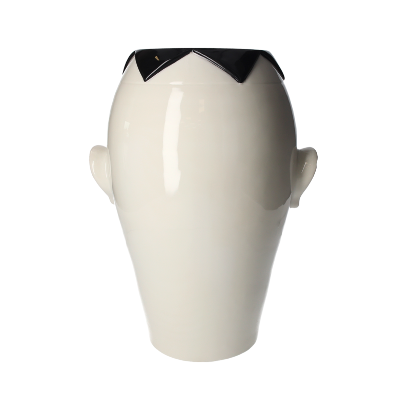 Weiß/schwarze Männerkopfvase, hergestellt in Italien, H 38 x Ø 30 cm