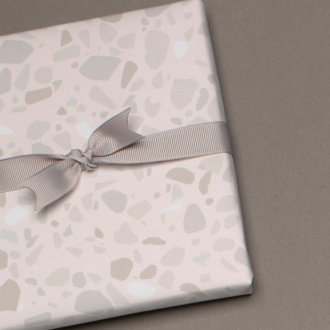 Papel de envoltura rosa con patrón de terrazo, regalos de embalaje al estilo boho, regalos de embalaje para mujeres, embalaje de regalo del día de la madre, boda de papel de envoltura
