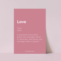 Love definition A3 pink poster