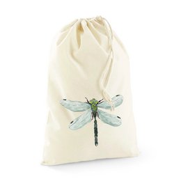 Iron-on picture of a dragonfly, suitable for DIY projects. The image shows a colorful dragonfly illustration on a wooden background.