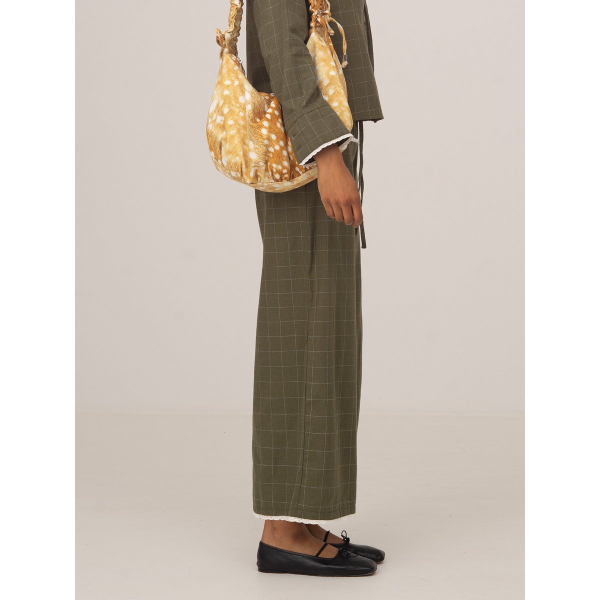 Betty Plaid Green and White Long Pants