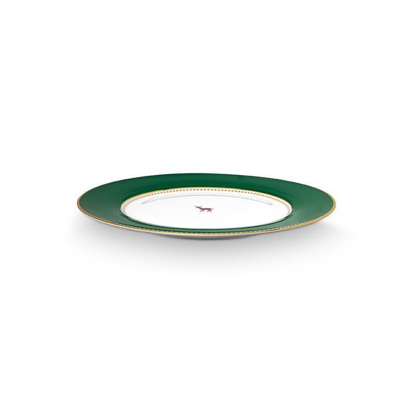 Plate Love Birds Deer Dark Green 26.5cm