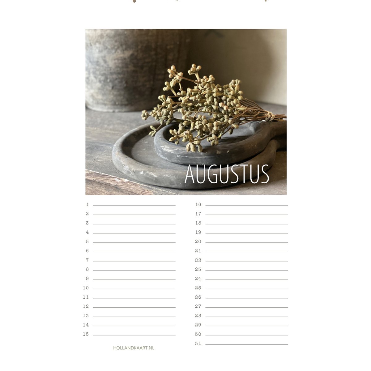Calendario de cumpleaños No. 5 Rural/sobrio