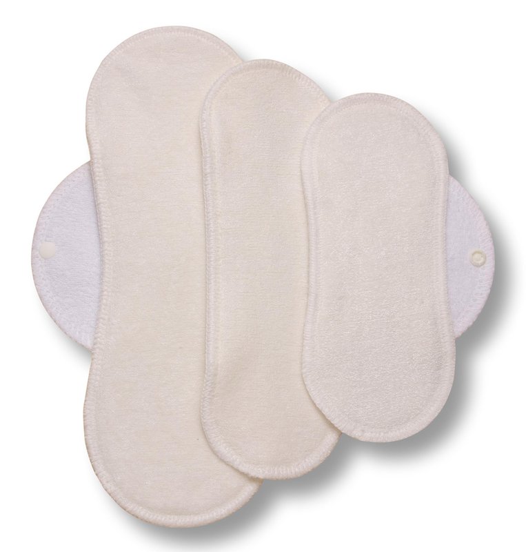 Wiederverwendbare Stoffmenstruationspolster 3 -Pack (S, M, L) - Weiße Flügel