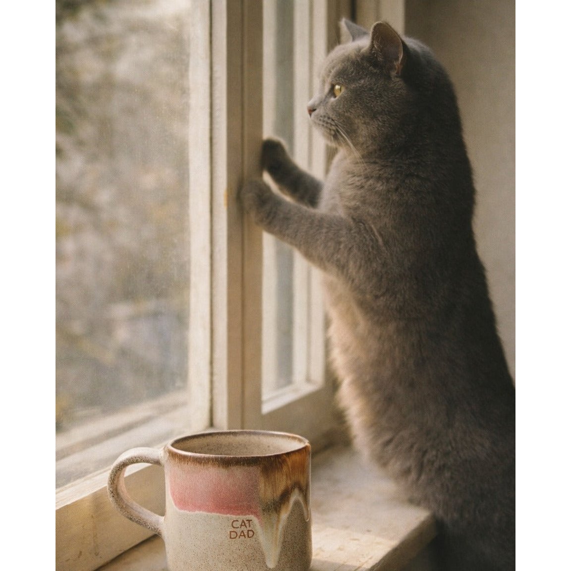 Melting Ice Cream Mug 360ml Cat Dad