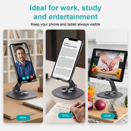 NOVOTECK Z-094 Soporte Giratorio Plegable para Teléfono - Base Metálica con Ángulo Ajustable de 360° para Smartphones y Tabletas