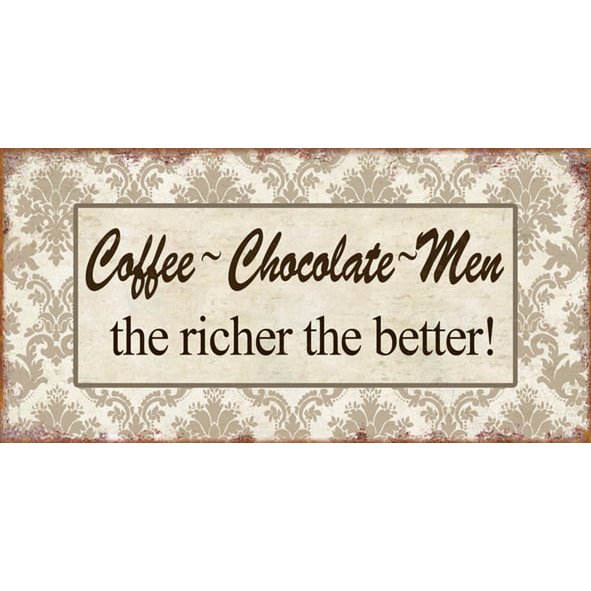Metalen magneet Koffie Chocolade Heren 10x5 cm