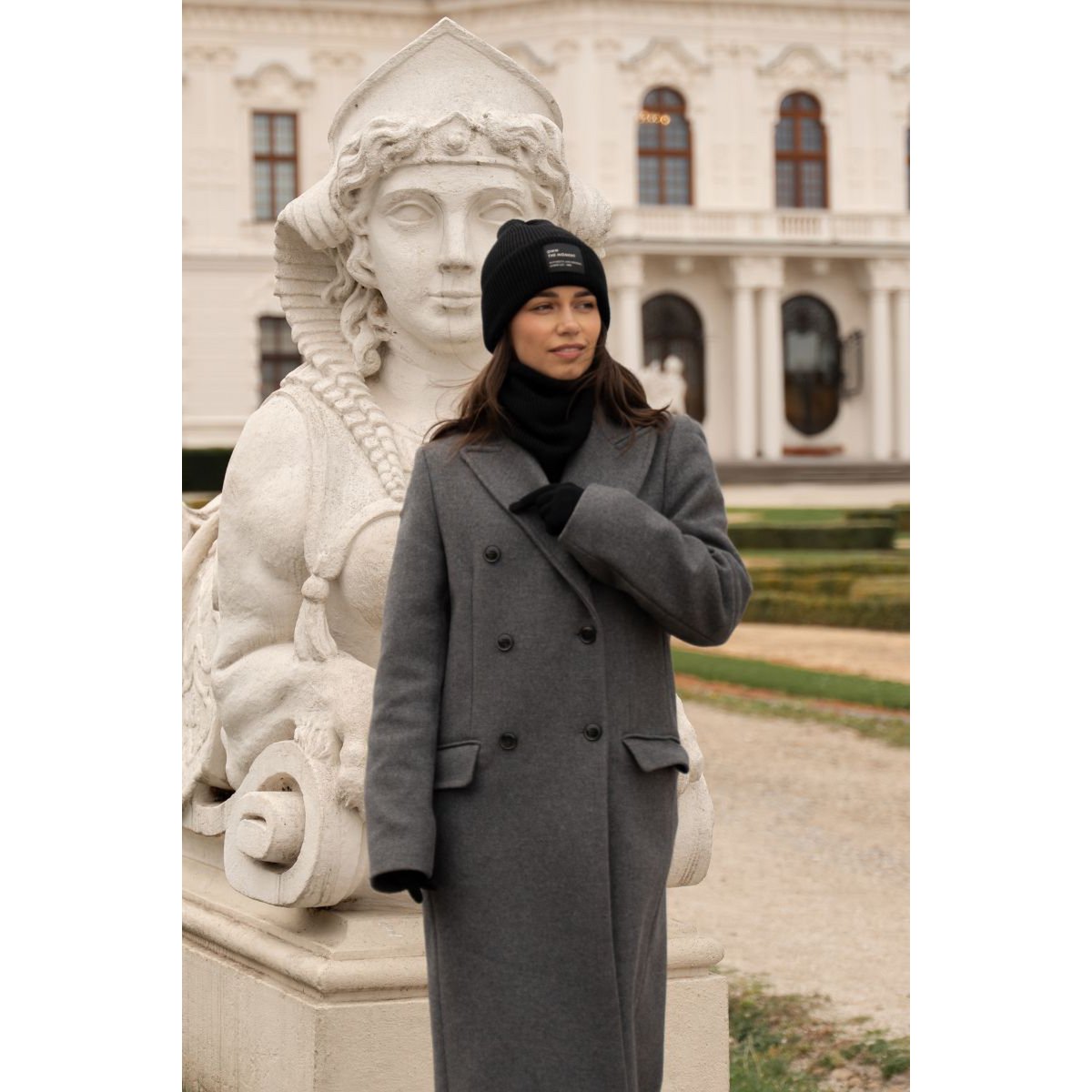 Hat and scarf set – 100% merino wool “BRIGID NEW” – BLACK