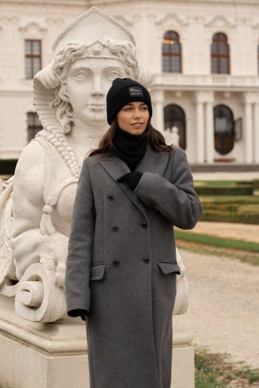 Hat and scarf set – 100% merino wool “BRIGID NEW” – BLACK