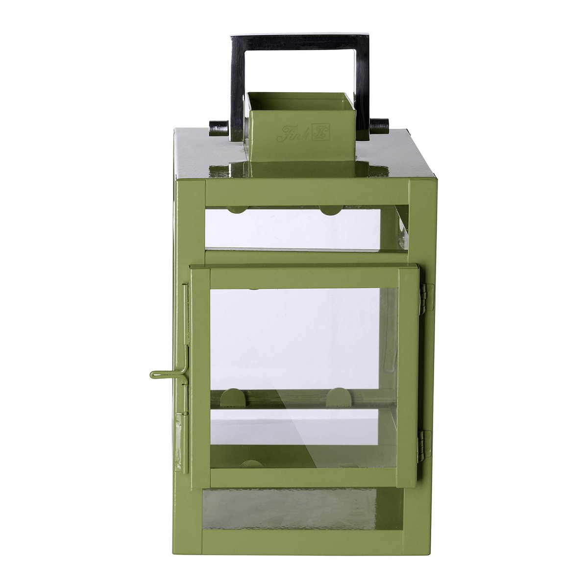 Lantern KENIA glass iron powder-coated smooth green 11.5 cm (Ø 12 cm) 20 cm