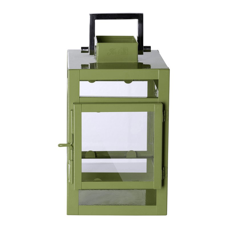 Farol KENIA vidrio hierro lacado en polvo liso verde 11,5 cm (Ø 12 cm) 20 cm