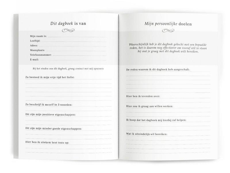 Fyllbooks Diary for Gratitude - Lniany kremowy ze złotą folią