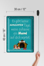 Tin sign saying 30x40cm no bad days if dog