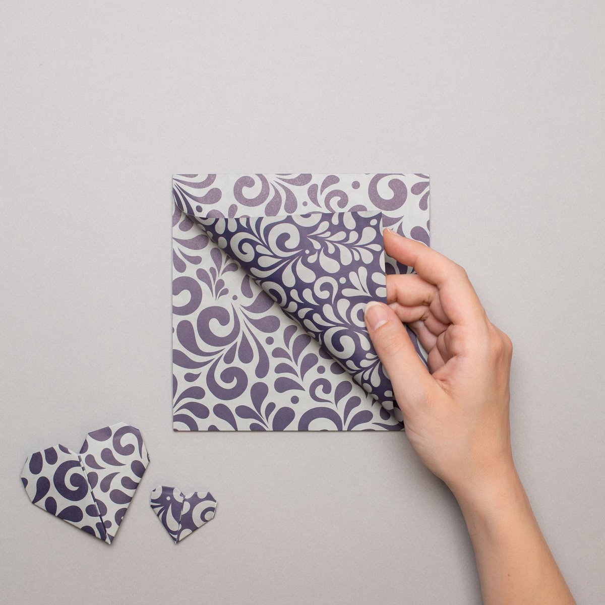 Hessisches Origami Papier "Bembel" zum Weihnachtsdeko Basteln - Zweiseitiges Bastelpapier in Grau und Blau aus Recyclingpapier