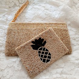 Pochette Lola beige in perline di vetro