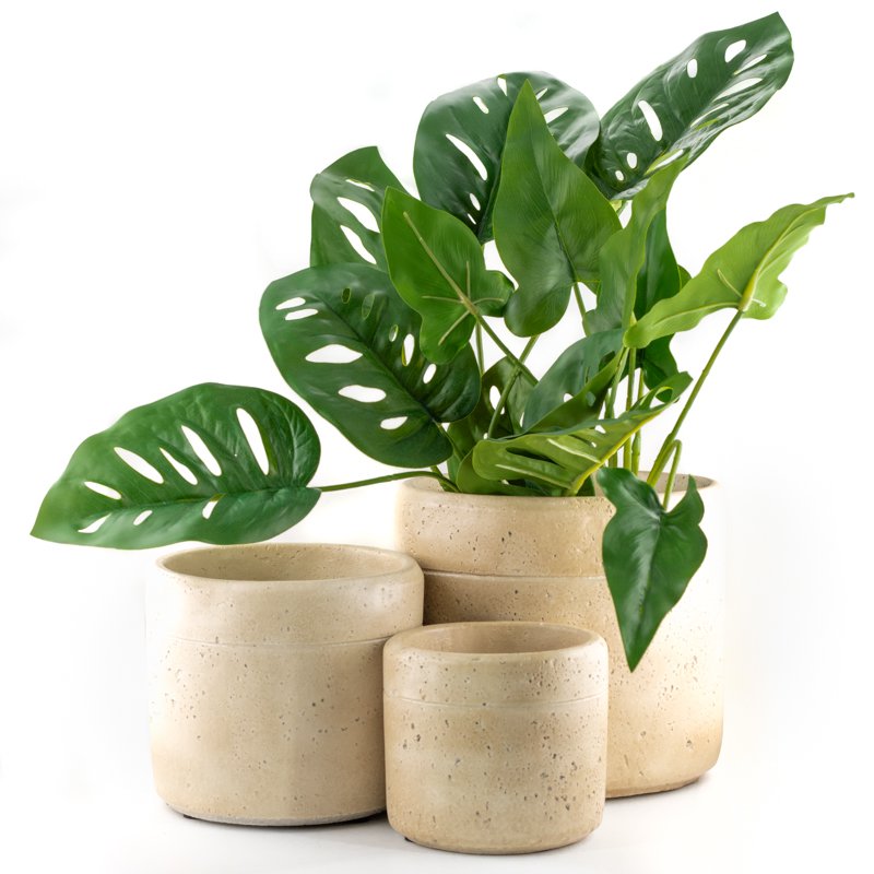 Earthenware flower pot beige L