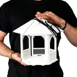 Mangeoire à oiseaux blanche en forme de gazebo
