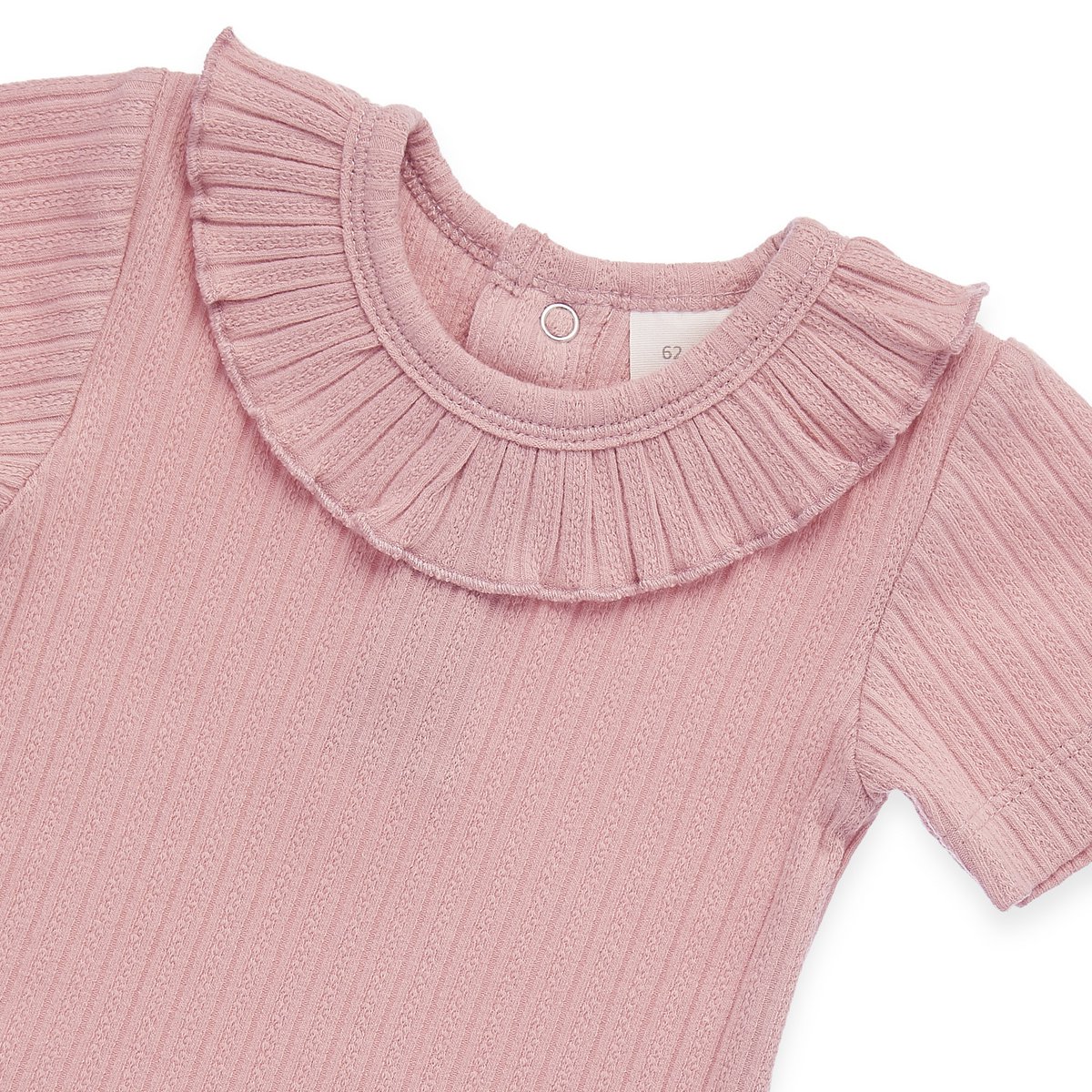 Baby lichaam kort -arm - met gegolfde decoratie op de nek en Ajour Jersey - Pink