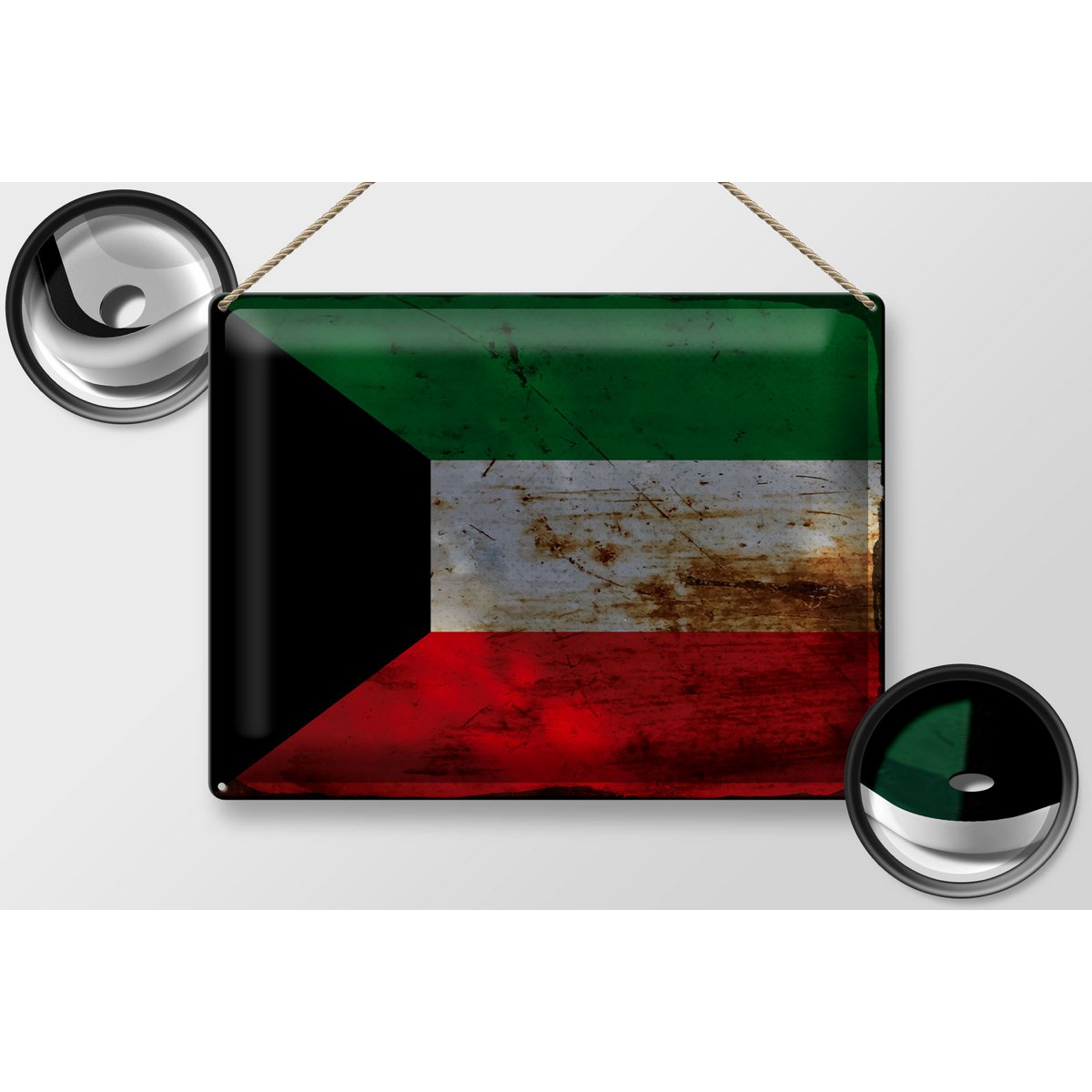 Tin Sign Flag Kuwait 40x30cm Flag of Kuwait Rust