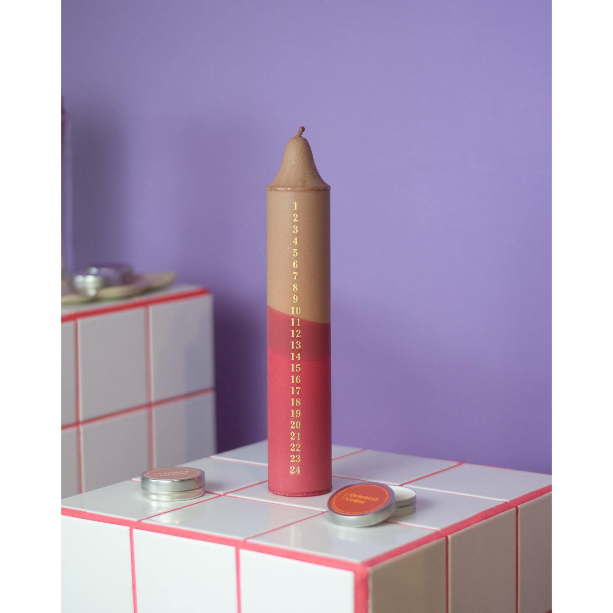 Adventskerze Pastell, Weihnachtskalender