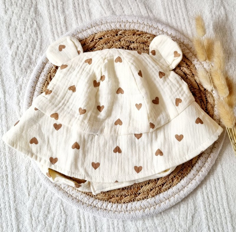 Cappello da sole idrofilo per bambino - Beige con cuori