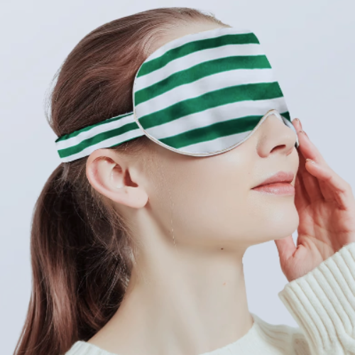 Masque de sommeil surdimensionné en soie 19 mamans – Collection rayée