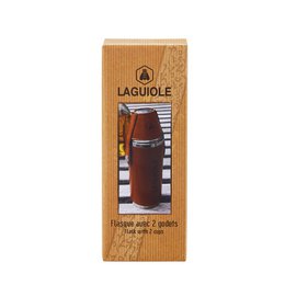 laguiole steel flask + 2 cups HIPFLASK 2 CUPS PU WRAPPED BROWN 8 OZ