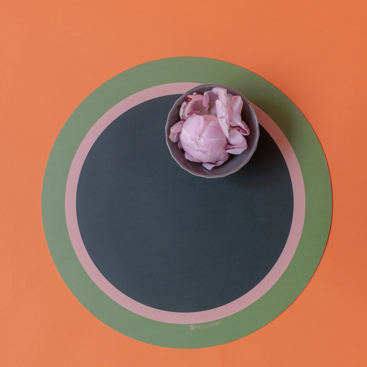 Colorido y original mantel individual redondo Round Fruits Pistacho